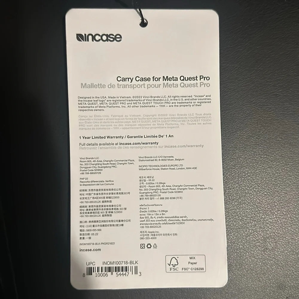**BRAND NEW** with tags InCase Case for Meta Quest Pro VR headset system.